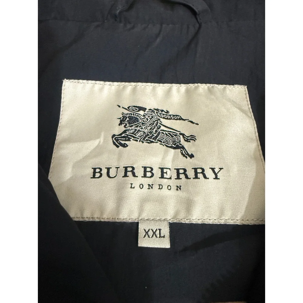 Burberry London Mens Navy Blue Windbreaker Jacket Prorsum Knight Logo XXL